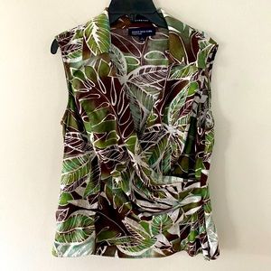 Jones NY signature surplice cotton stretch top L sleeveless